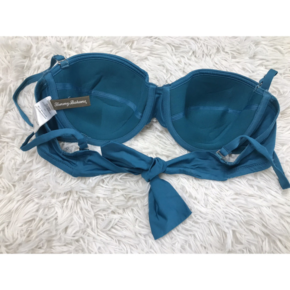 Tommy Bahama women's Swim top bikini top tie back blue 34D Unlined Underwired - Picture 4 of 5